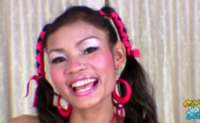 Polly in fishnet stockings sucking cock and balls fucked over table cum in mouth